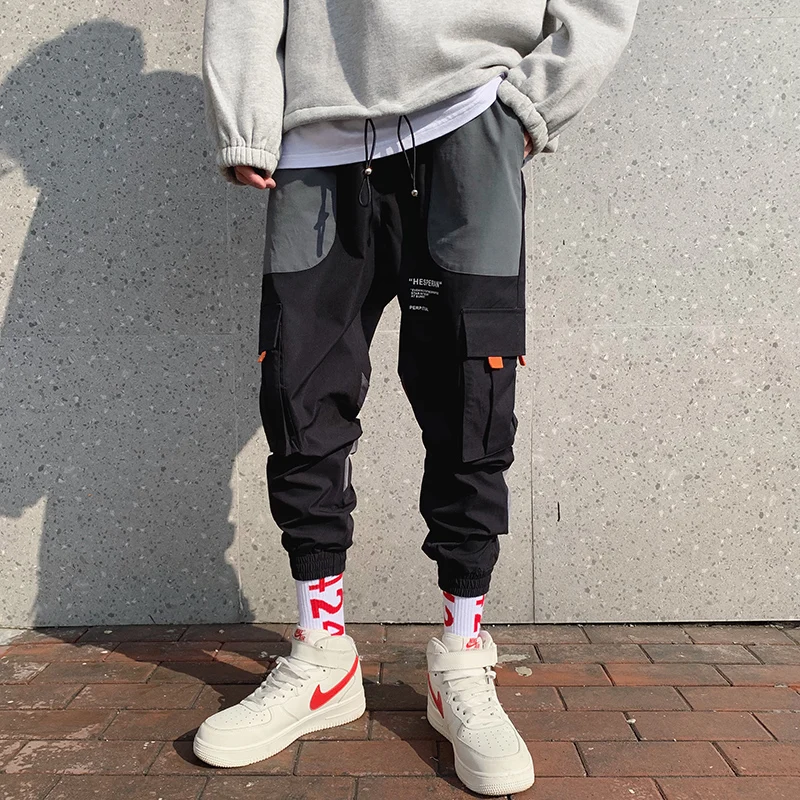

Fashion Men's Joggers Pants Color Blocking Cargo Multi-pocket Trousers Spring Summer Tapered Thin Sweatpants Techwear Clothing