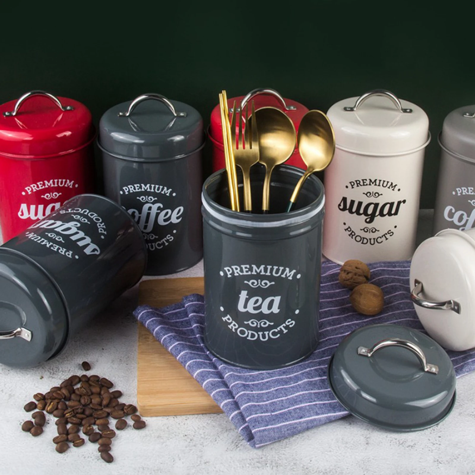 Набор из 3 металлических контейнеров для хранения еды | Дом и сад