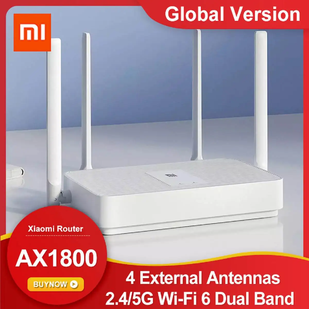 Global Version Xiaomi Router AX1800 Wi-Fi 6 Dual Band Wireless WiFi Router 5-Core Chip 4 External Antennas Signal Booster