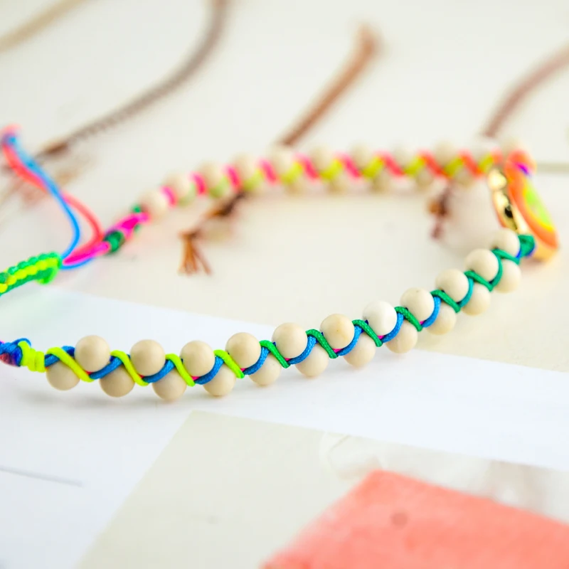 

Natural Stone Love Charm Bracelet Colorful Rope Handmade Yoga Ring Friendship Couple Bracelet