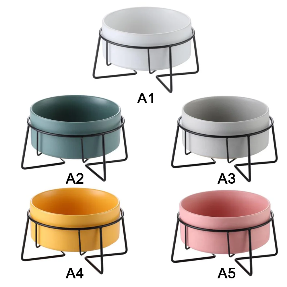 

400ml Ceramic Pet Bowl Neck Protection Food Water Feeder with Non-Slip Stand Water Bowl Dish for Cats Dogs