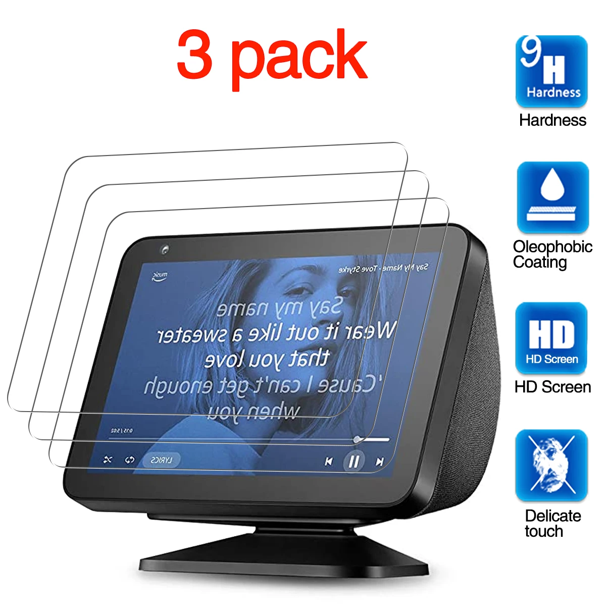 

for Echo Show 8 Screen Protector, Protective Film Anti-Scratch Tempered Glass