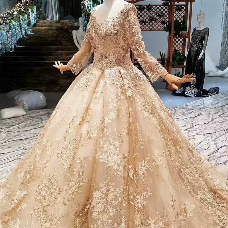 LS147944 роскошные женские вечерние платья в Дубае с круглым вырезом и длинным