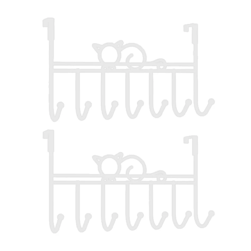 

Hanger Rack over the Door,Hook,Decorative Metal Door Hanger Holder for Coats, Clothes, Hats (Cute Cat,Set of 2)