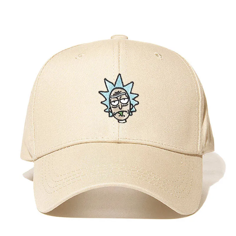 Рик и Морти хаки папа шляпа Crazy Rick бейсболки женские Американский Аниме хлопок вышивка Snapback аниме любителей кепки для мужчин - Цвет: Бежевый