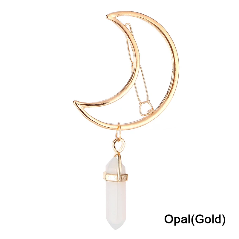 Модные заколки для волос женщин и девушек в форме Луны камня полые круглые губы