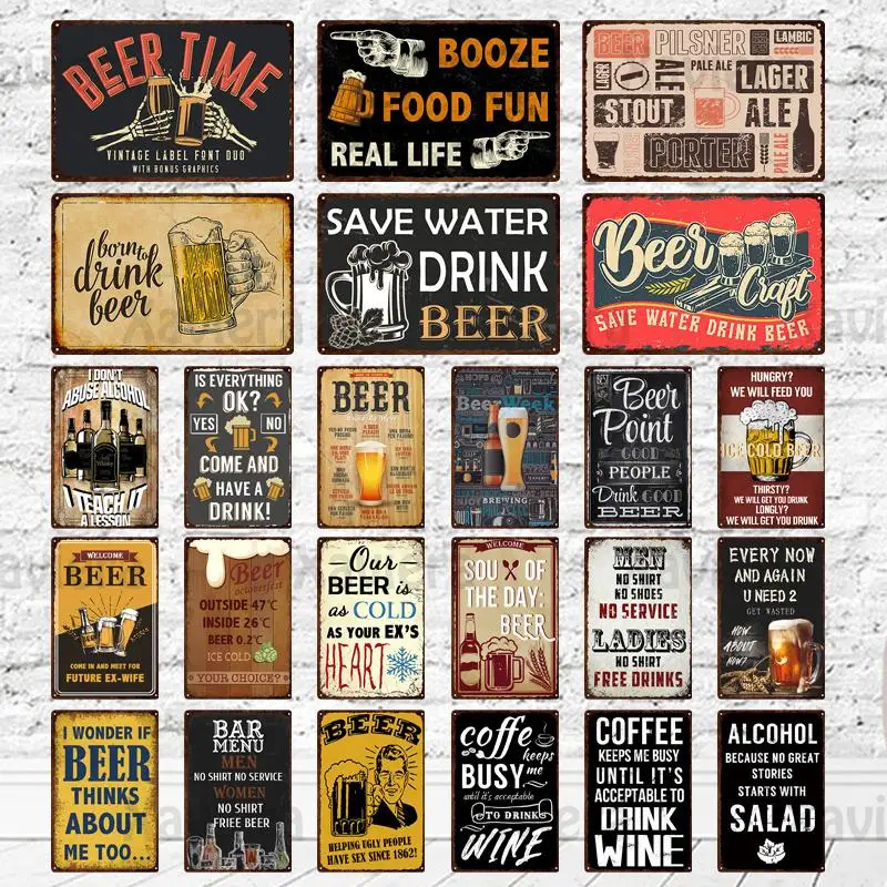 

Beer Metal Vintage Drink Poster Tin Sign Plaque Wall Decor for Man Cave Bar Pub Tavern Beer Club Iron Plates Painting Metal Sign