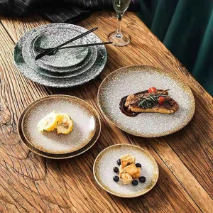Creative Personality Ceramic Japanese Dish Vintage Cutlery and Wind
Plate Korean Disc Home Dining Dish Steak Plate
