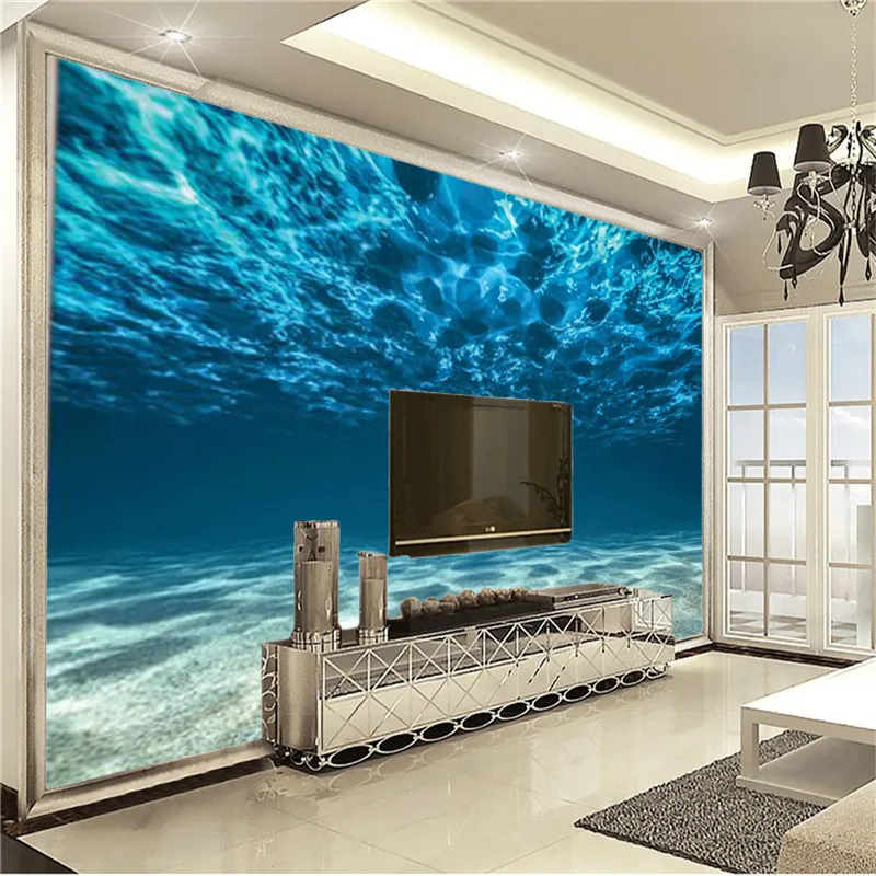 

3d Wallcovering Wallpaper Graceful Blue Underwater World Living Room Bedroom Background Wall Decoration Mural Wall Covering