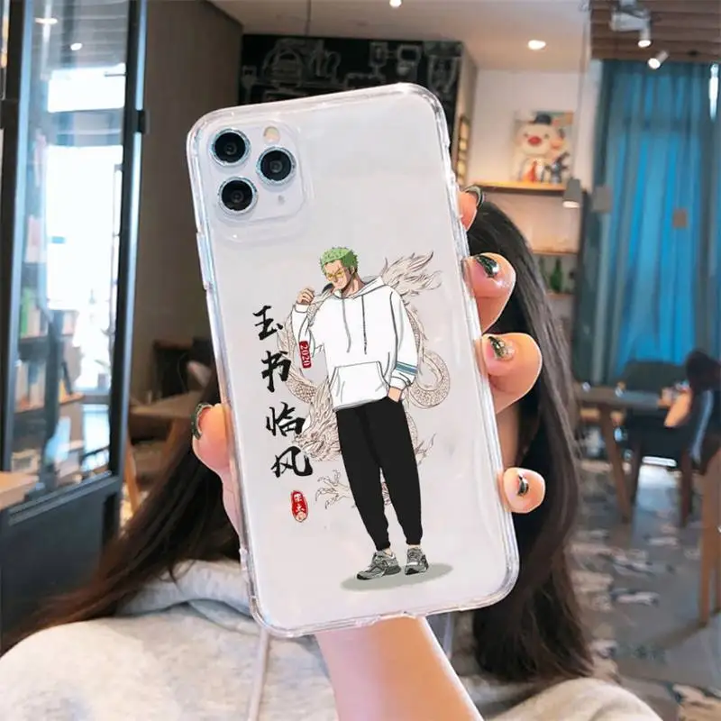 

One Piece Zoro Japanese Manga Phone Case Transparent for iPhone 6 7 8 11 12 s mini pro X XS XR MAX Plus cover funda shell