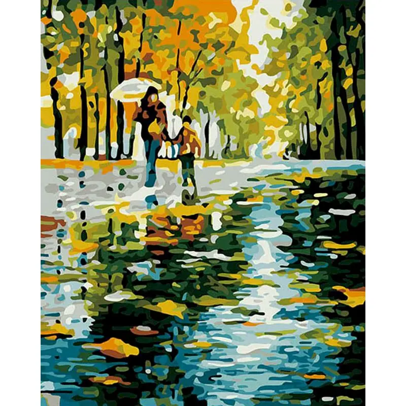 

Paint By Numbers For Adults colored rain scenery Photo Frames For Picture Acrylic Paintings On Canvas For Living Room Gatyztory