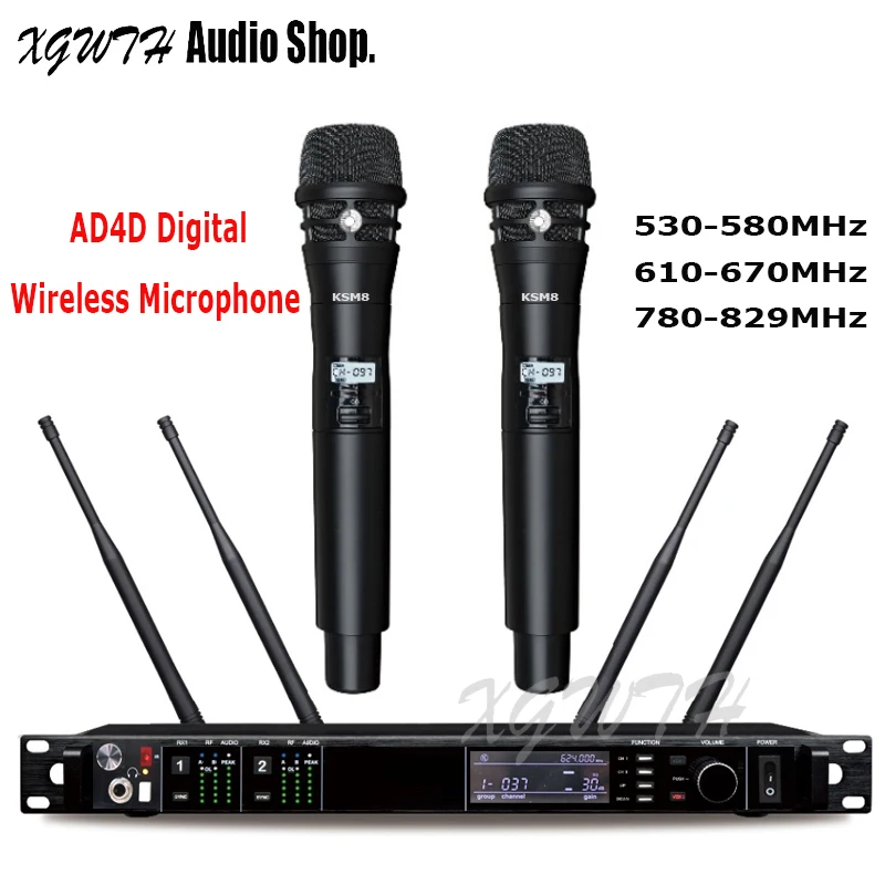 XGWTH AD4D цифровая UHF Беспроводная микрофонная система Регулируемая частота 2