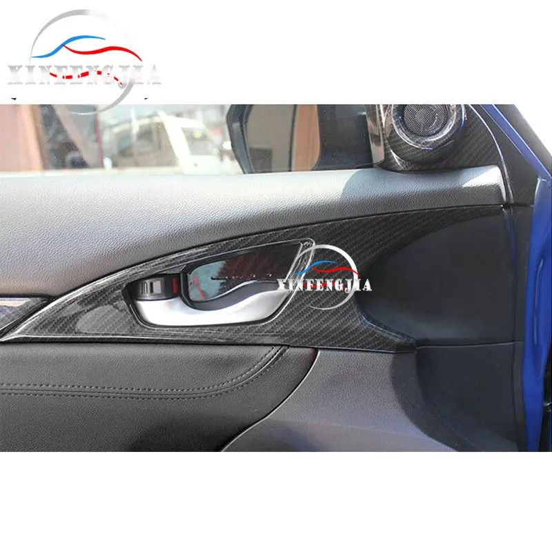 Дверная ручка из углеродного волокна для Honda Civic 2016-2019 декоративные наклейки