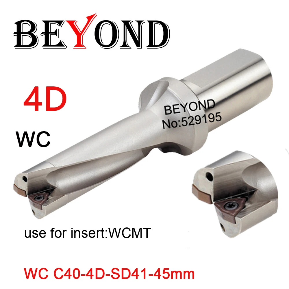 BEYOND WC type U drill 4D 41-45mm 42 43 44 indexable U Drilling bit WCMT080412 WCMX insert Cooling port fast drill lathe cnc