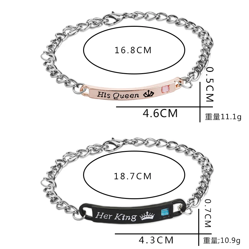 his queen her king Bracelets lovers Lettering Bracelet for Wife black rose gold couple tag lover | Украшения и аксессуары