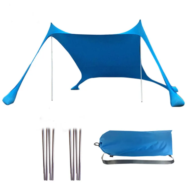 저렴한 캠핑 텐트 가족 여행 해변 태양 그늘 대형 해변 우산 관광 천막 경량 휴대용 텐트 샌드백 앵커