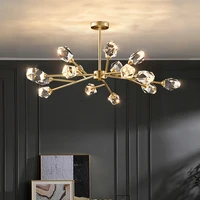 modern diamond crystal chandelier for the kitchen living room led crystal light fixtures bedroom molecular copper hanging lamp