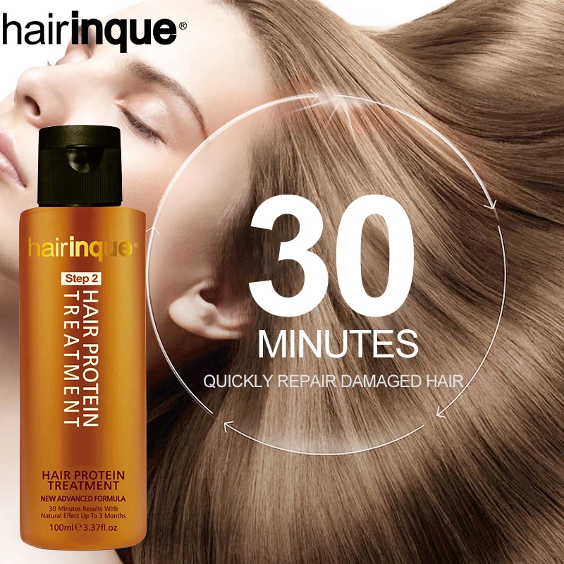 HAIRINQUE Кератиновое лечение волос Выпрямление 30 минут восстановление поврежденных вьющихся волос бразильское сглаживание кератинового ухода за волосами - изображение