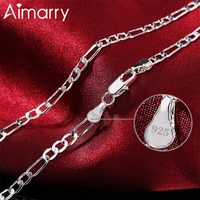 aimarry 925 sterling silver 4mm flat chain necklace for women men birthday charm wedding gifts fashion jewelry