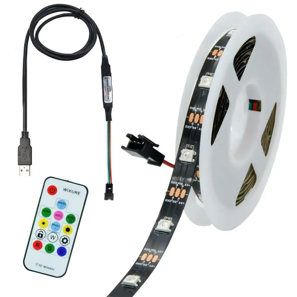 WS2812B волшебный цветной ТВ подсветка полосы свет светильник с 3.9ft мини DC5V USB порт