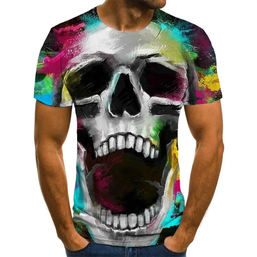 

Giyu Skull T shirt Men Graffiti Shirt Print Colorful Tshirts Casual Pigment Tshirt Printed Short Sleeve Punk Rock Casual Tops