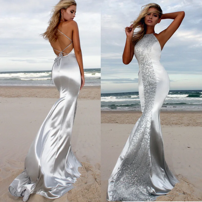 Новое Элегантное Длинное платье без рукавов с V образным вырезом и высокой талией