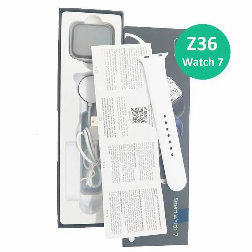 

Умные часы серии 7 Z36 с двумя кнопками, 1,7 дюйма, 320*385, Беспроводная зарядка, Bluetooth, пульсометр, испанские португальские Смарт-часы