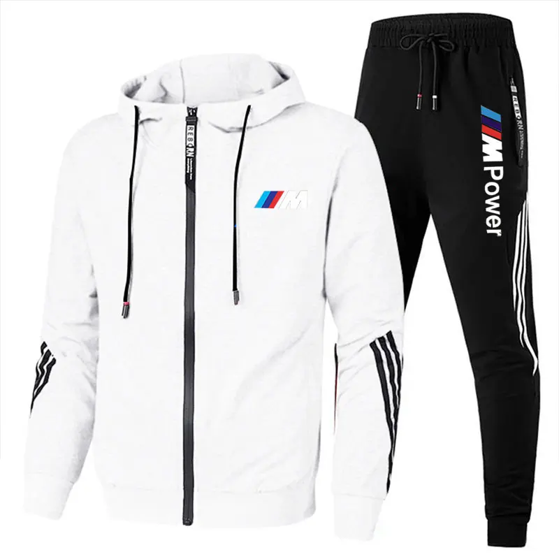 

Hoodie+Pants BMW M Men's Football Sets Zipper Two Pieces Casual Tracksuit Male Sportswear Gym Brand Clothing Sweat Suit