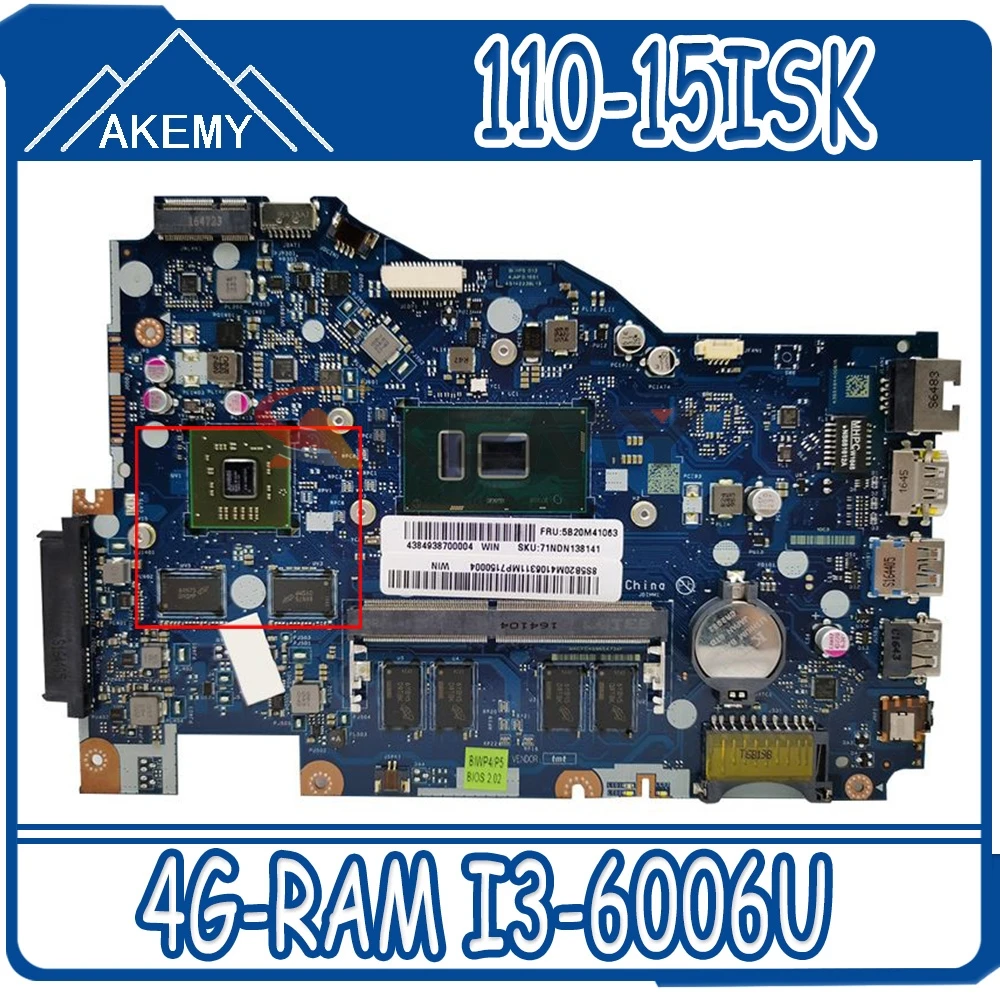 

Akemy LA-D562P Laotop материнская плата для ноутбука Lenovo Ideapad 110-15ISK оригинальная материнская плата 4G-RAM I3-6006U процессор R5-M430 GPU
