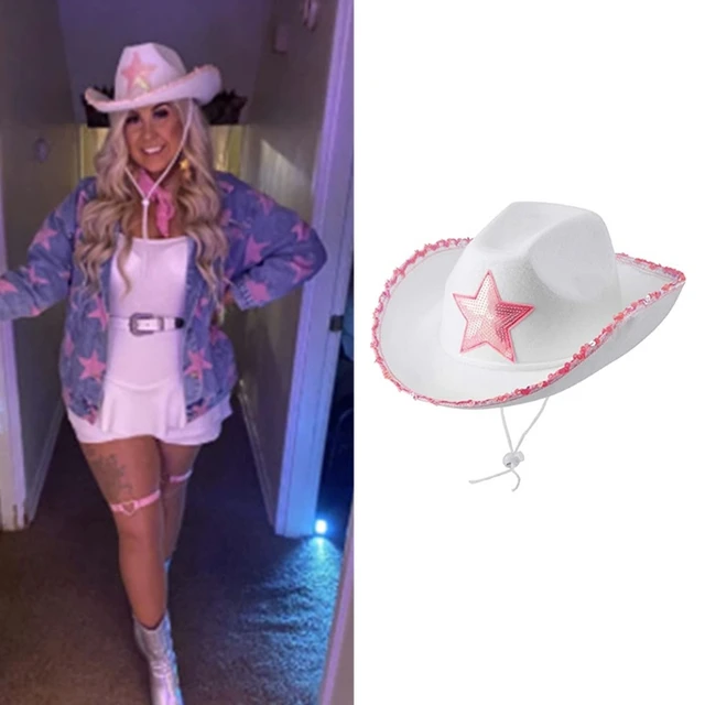 Mädchen Rosa Stern Cowboyhut mit Krone Blinkender Filzhut Cowgirl V5H0