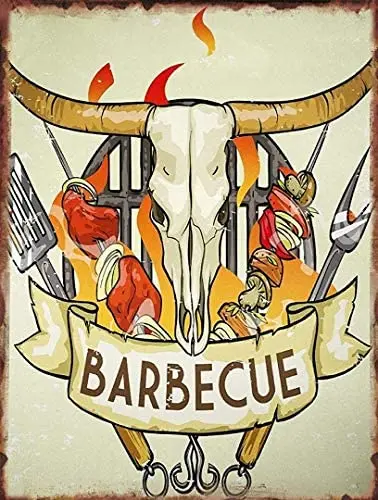 

Tin Sign Food Restaurant Barbecue Metal Sign Retro Home Garden Wall Decoration 12X16 inch