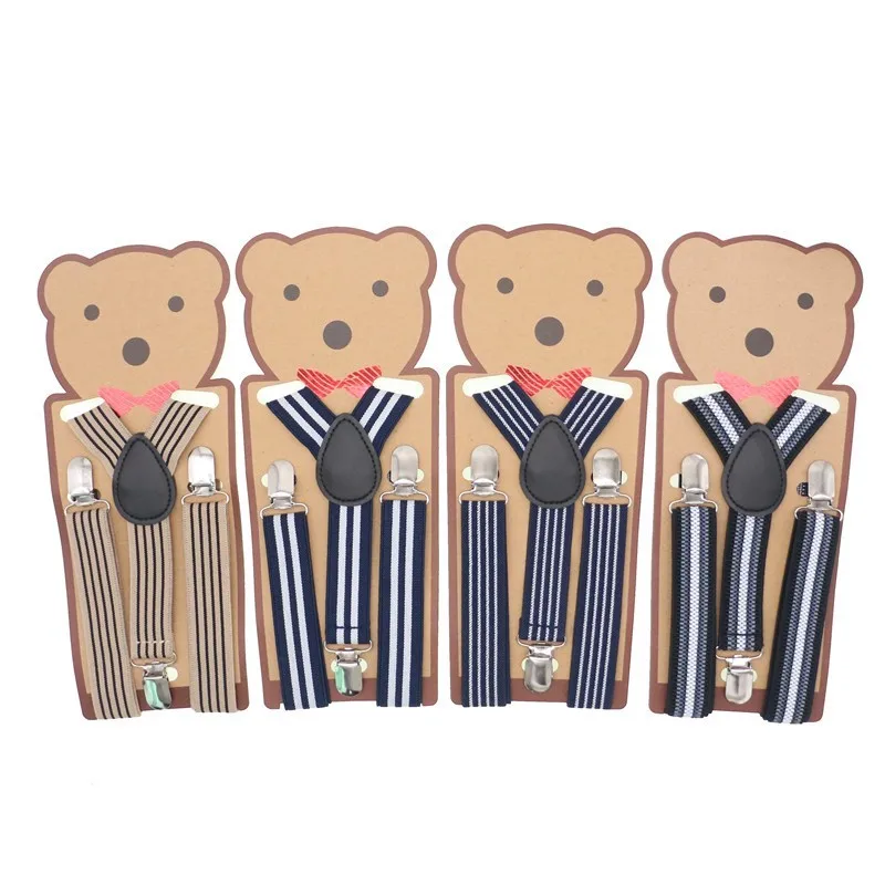 Милые детские подтяжки в полоску для маленьких мальчиков Y образные с застежкой