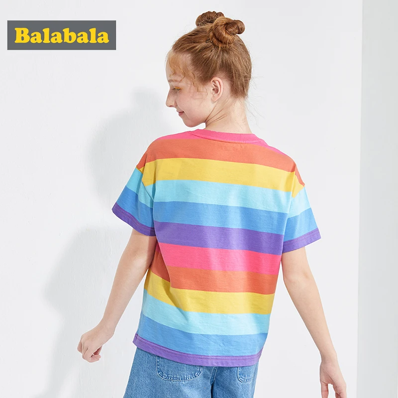 Balabala футболка с короткими рукавами для девочек детский топ на лето 2020 новая милая