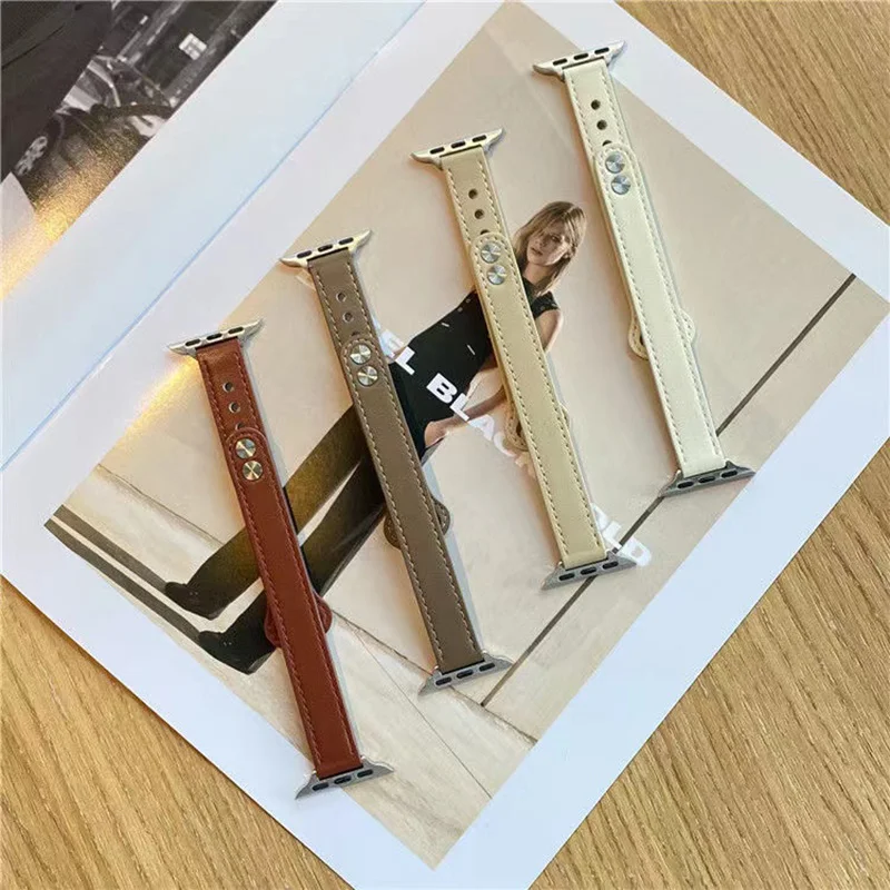 Leather Strap for Apple Watch Band 44mm 41mm 45mm 38mm 40mm 42mm 49mm bracelet for iwatch 7 6 se 5 4 3 Smart Watch Strap enlarge