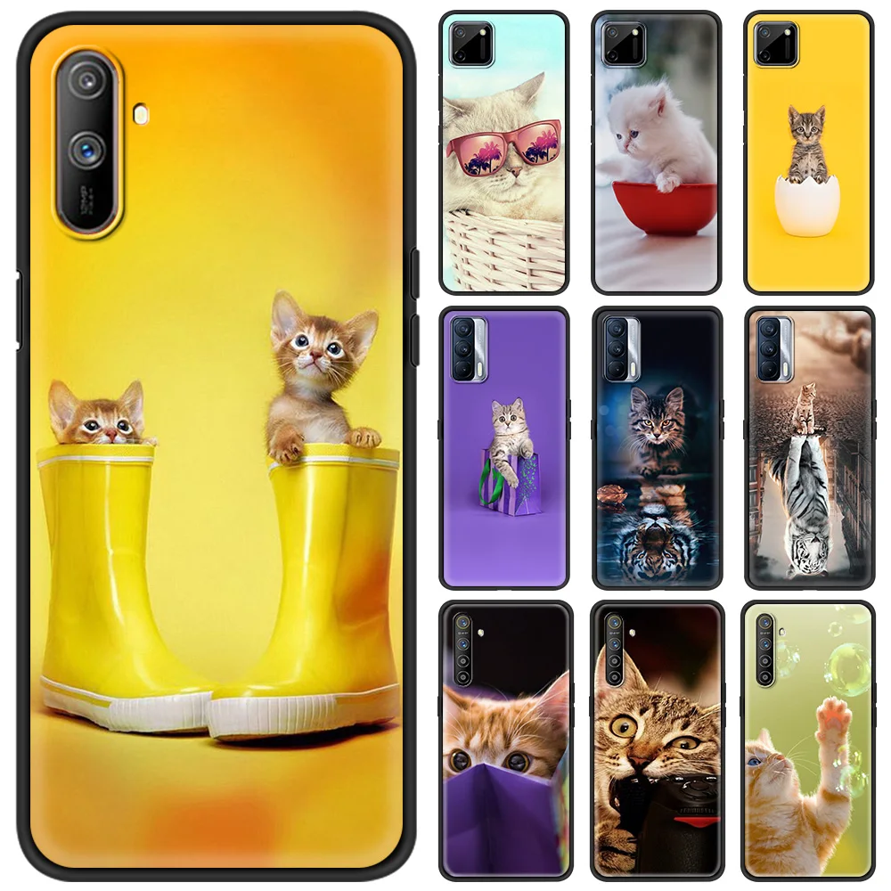 

Case for Realme C3 C11 8 7 7i 6 5 X50 Pro 5G XT Pro V15 C25 GT Neo 5G Soft TPU Phone Fall Cover Shell Cute Cat