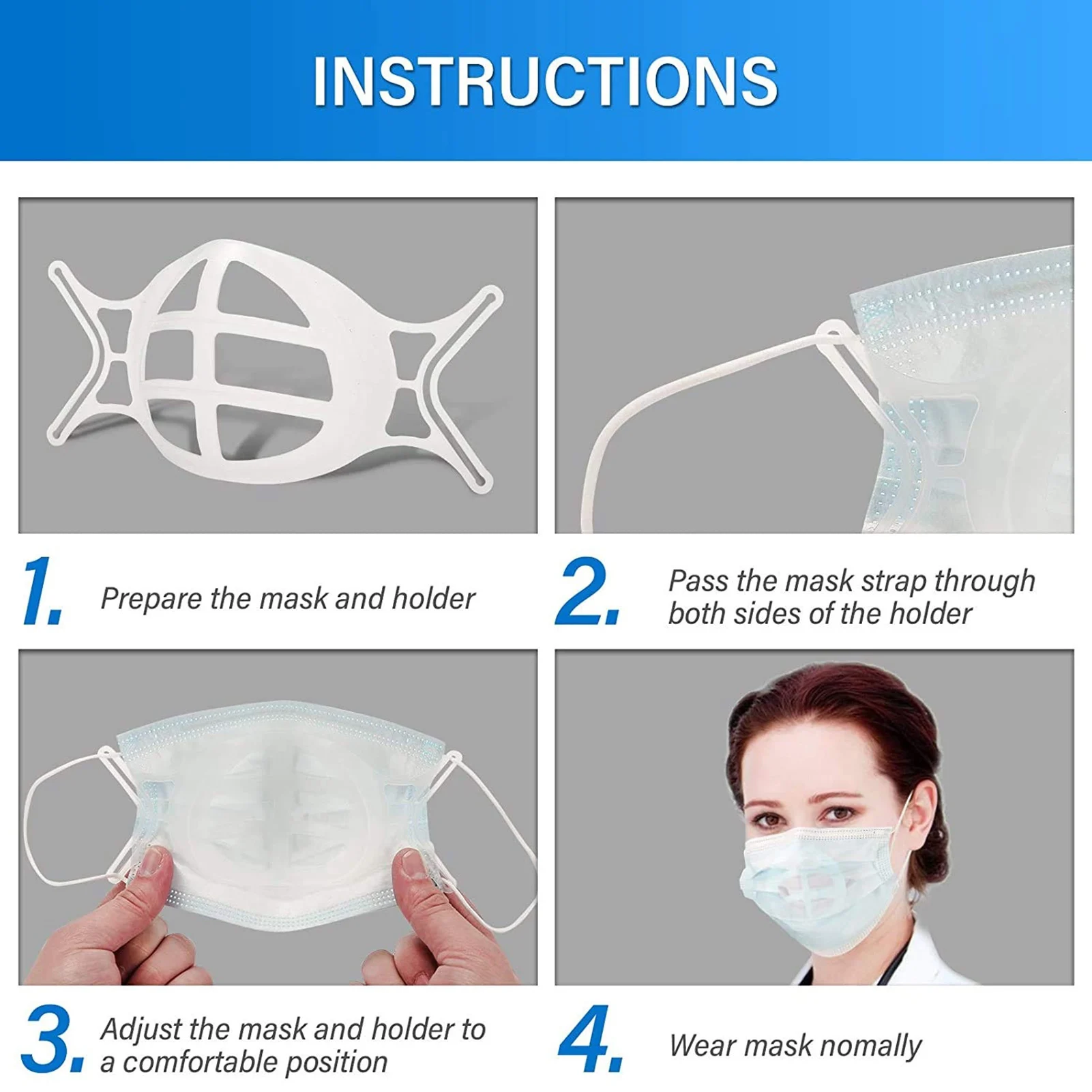 

10 Pcs 3D Face Mask Inner Bracket Holder Internal Support Frame Under Frame Lipstick Protector More Space To Breath