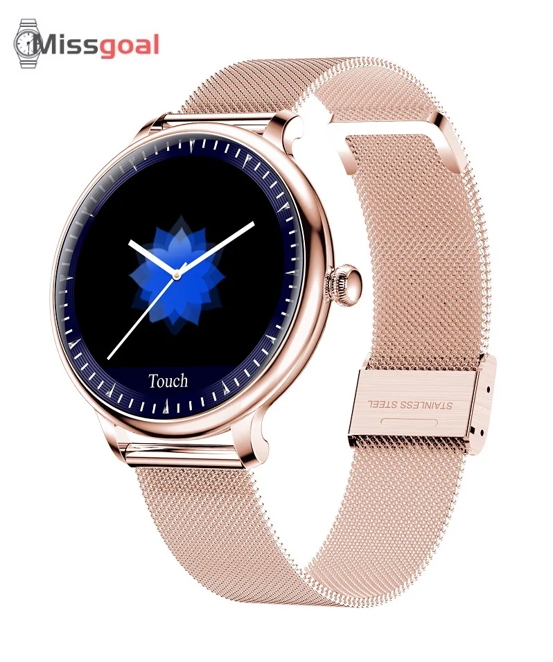 

Новое поступление, стильные женские Смарт-часы Missgoal NY12 с круглым экраном, Смарт-часы для девочек с пульсометром, браслет для Android и IOS
