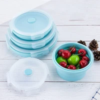 4pcsset silicone folding bento lunch box for kids collapsible portable lunchbox soup dinnerware meal food container for kitchen