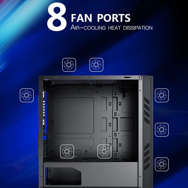 Игровой чехол Aigo для ПК корпус компьютера ATX Tower с 120 мм PWM/ARGB вентилятором передний