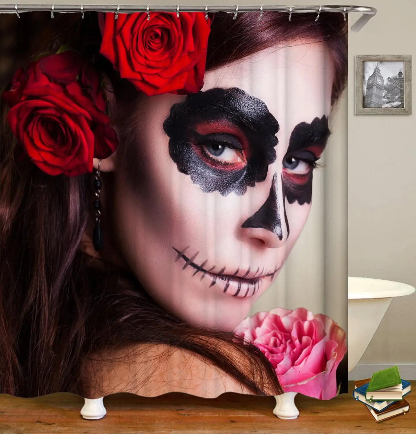 Пожарный череп Женская занавеска для душа водонепроницаемая Полиэстеровая