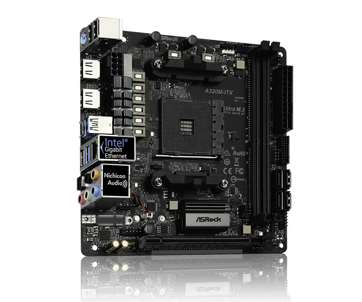 Плата материнская Asrock A320M-ITX AM4 AMD A320 mATX BOX | Компьютеры и офис