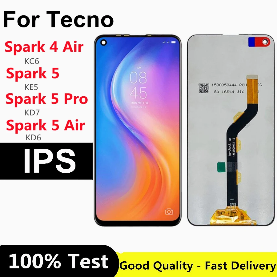 

For Tecno Spark 4 Air KC6 KC1J LCD Spark 5 Pro KE5 KD7 KD6 Display Touch Screen Digitizer Assembly For Tecno Spark 5 Air LCD