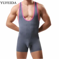 mens undershirts bodysuits jumpsuits wrestling singlet one piece leotard gay seamless underwear homewear pajamas boxer shorts