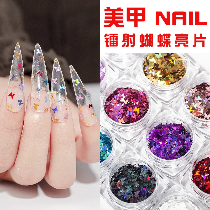 

Holographic Nail Glitter Sequins Sparkly 3D Thin Butterfly Flakes Polish Decor for Nail Art Accessories