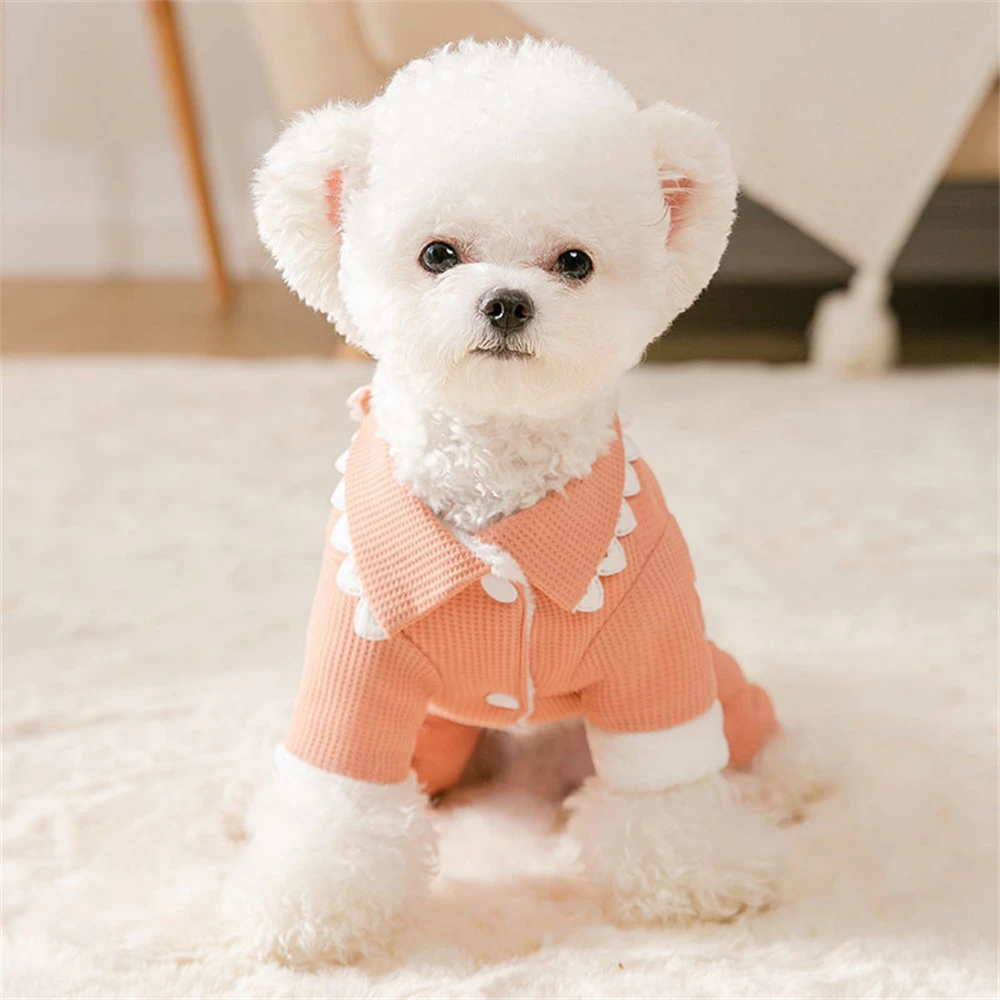 

New Cute Dog Four-legged Cotton Coat Teddy Bichon Small Dog Cat Costume Winter Clothes Cartoon Scarf Patch Pets Supplies