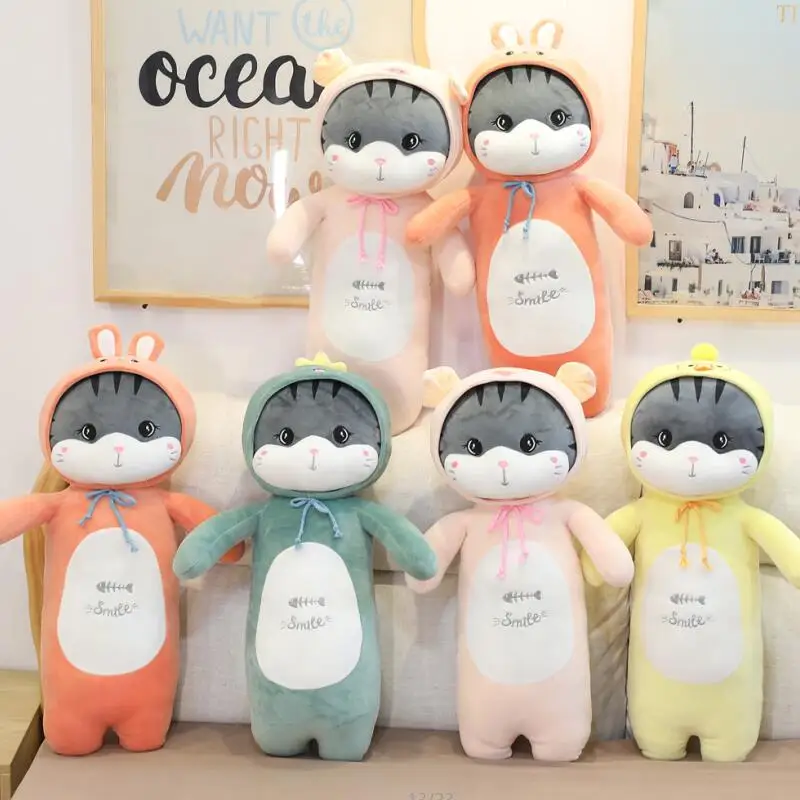 

Популярная новинка, симпатичная Длинная Подушка, кошка, мягкие плюшевые животные, плюшевые игрушки, кавайная удобная мягкая кошка, кукла, пл...