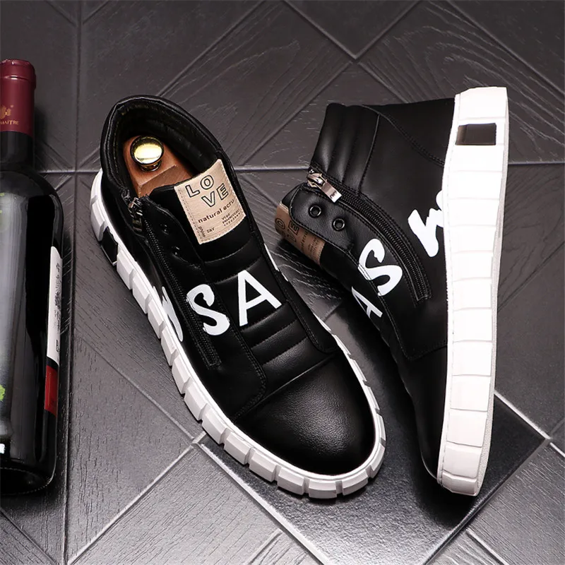 

Туфли мужские на платформе, повседневные лоферы, на молнии, стиль хип-хоп, роскошные кроссовки в стиле панк, модная обувь