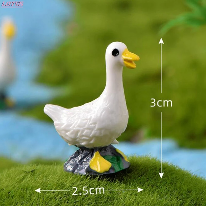 

DIY Mini Miniature Fairy Garden Ornament Smulation PVC White Duck Ornament 1PC