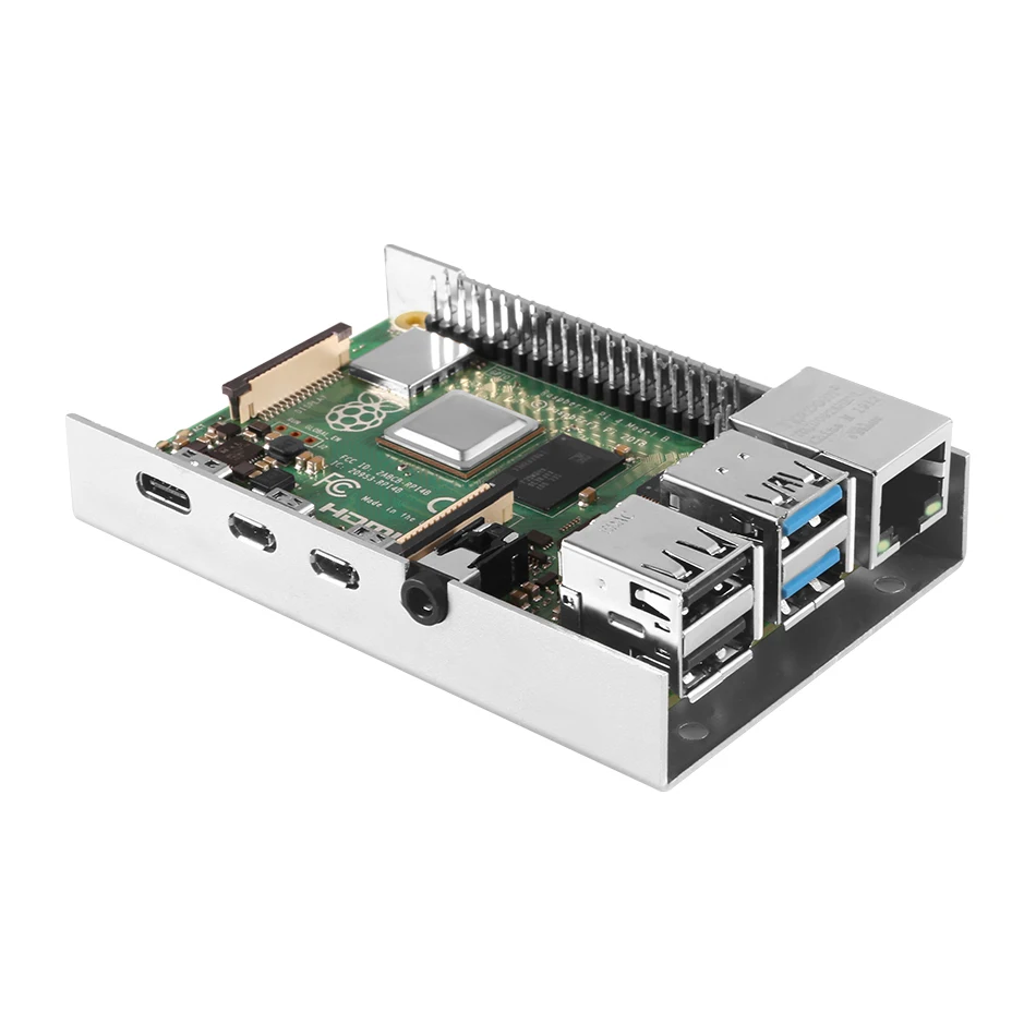 Raspberry Pi 4 кейс, алюминиевый кейс, корпус из черного серебра с алюминиевым теплоотводом для Raspberry Pi 4 Модель B 4B
