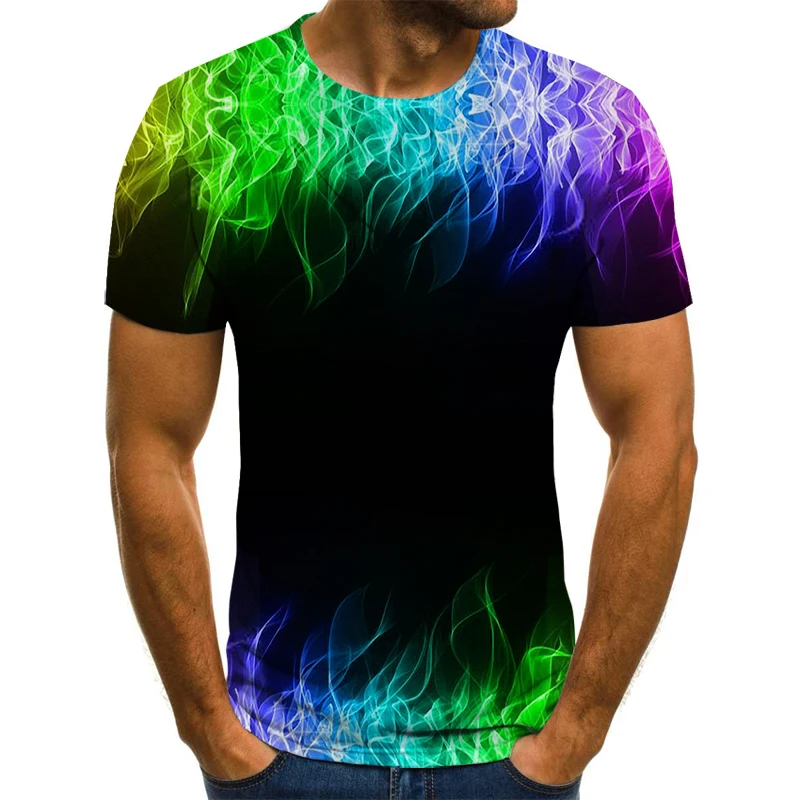 

2020 hot summer T-shirt blue flame 3D printing top quality